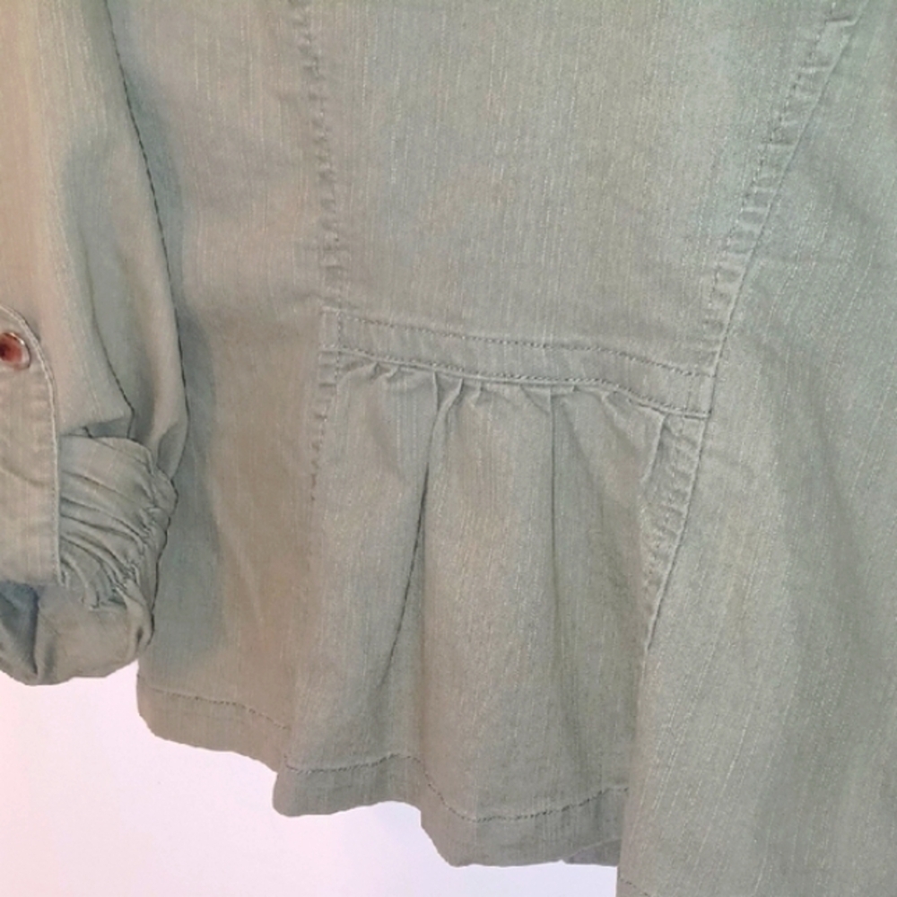 Live a Little Army Green Utility Jacket w/ High Collar, M - Picture 8 of 8